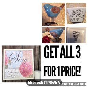 BLUE BIRD METAL LEGS. CIRCO SM. SQUARE DISH PEACE